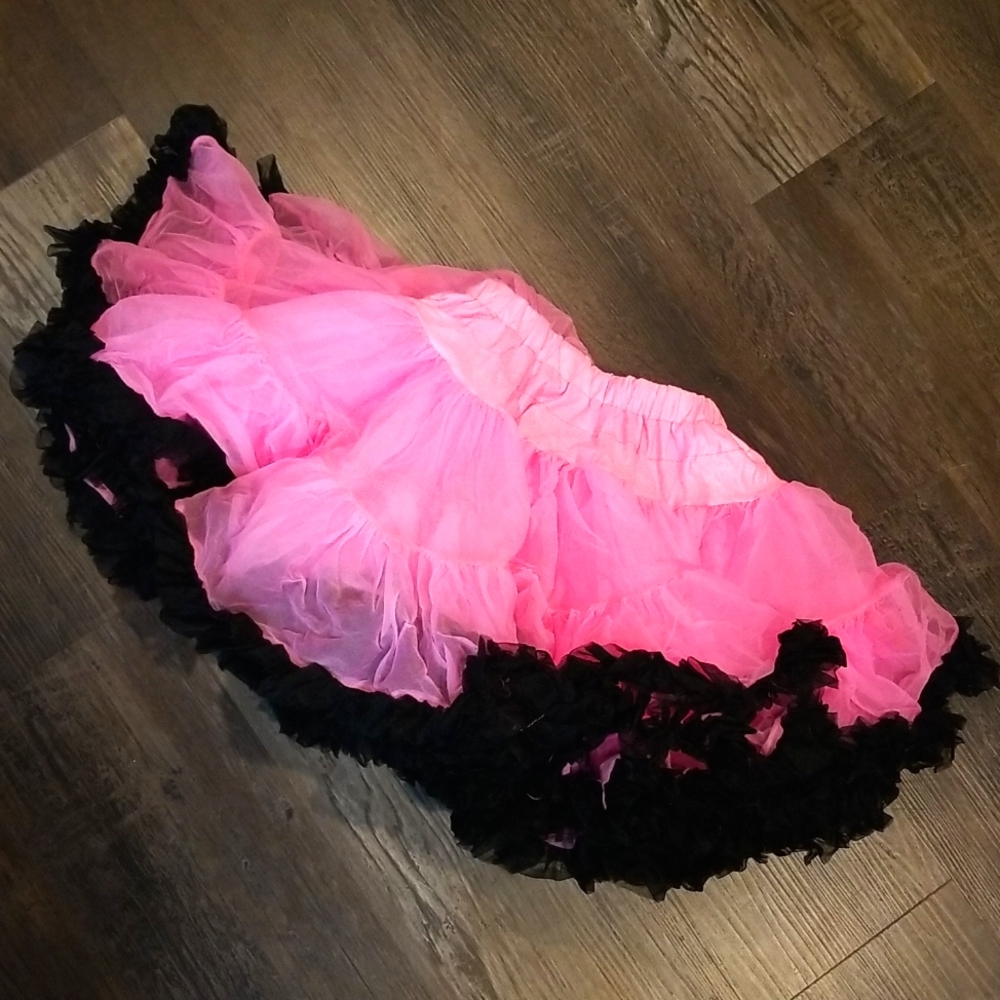 Sam's petticoat, pettiskirt, tutu, crinoline child sz med, pink and black